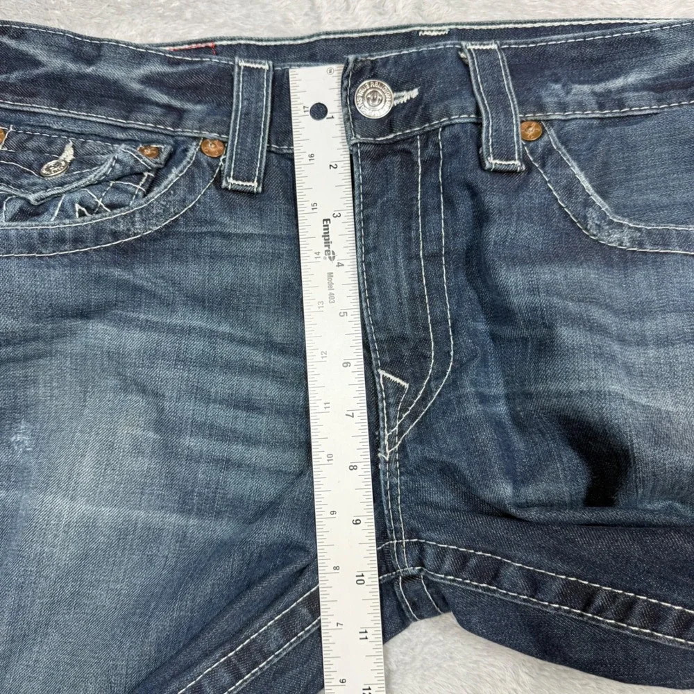 True Religion Ricky Jeans Men 34 (Fits 36x28) Blue Faded Whiskered Straight